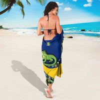 Saint Vincent and the Grenadines Iguana Sarong with Tropical Leaf Pattern and National Flag - Wonder Print Shop