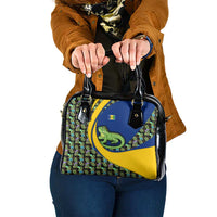 Saint Vincent and the Grenadines Iguana Shoulder Handbag with Tropical Leaf Pattern and National Flag - Wonder Print Shop