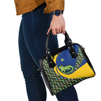 Saint Vincent and the Grenadines Iguana Shoulder Handbag with Tropical Leaf Pattern and National Flag - Wonder Print Shop