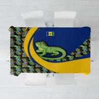 Saint Vincent and the Grenadines Iguana Tablecloth with Tropical Leaf Pattern and National Flag - Wonder Print Shop