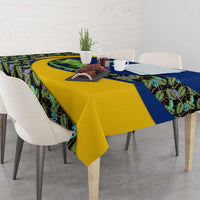 Saint Vincent and the Grenadines Iguana Tablecloth with Tropical Leaf Pattern and National Flag - Wonder Print Shop