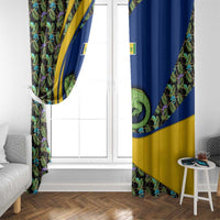 Saint Vincent and the Grenadines Iguana Window Curtain with Tropical Leaf Pattern and National Flag - Wonder Print Shop