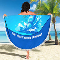 Saint Vincent and the Grenadines Dolphin Beach Blanket with Ocean Wave and Tropical Island Design - Wonder Print Shop