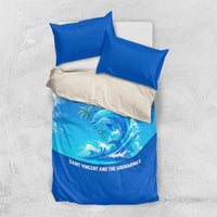 Saint Vincent and the Grenadines Dolphin Bedding Set with Ocean Wave and Tropical Island Design - Wonder Print Shop