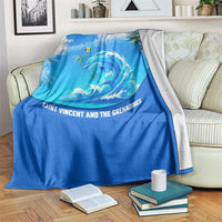 Saint Vincent and the Grenadines Dolphin Blanket with Ocean Wave and Tropical Island Design - Wonder Print Shop