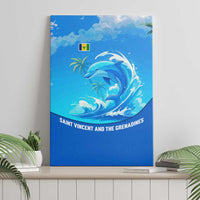 Saint Vincent and the Grenadines Dolphin Canvas Wall Art with Ocean Wave and Tropical Island Design - Wonder Print Shop