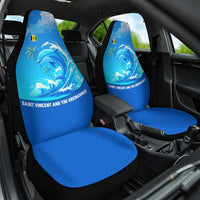 Saint Vincent and the Grenadines Dolphin Car Seat Cover with Ocean Wave and Tropical Island Design - Wonder Print Shop