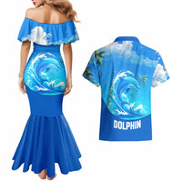 Saint Vincent and the Grenadines Dolphin Couples Matching Mermaid Dress and Hawaiian Shirt with Ocean Wave and Tropical Island Design - Wonder Print Shop