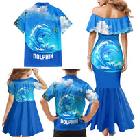 Saint Vincent and the Grenadines Dolphin Family Matching Mermaid Dress and Hawaiian Shirt with Ocean Wave and Tropical Island Design - Wonder Print Shop