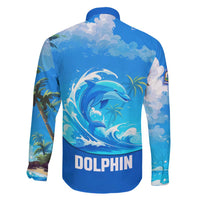 Saint Vincent and the Grenadines Dolphin Family Matching Off Shoulder Maxi Dress and Hawaiian Shirt with Ocean Wave and Tropical Island Design - Wonder Print Shop
