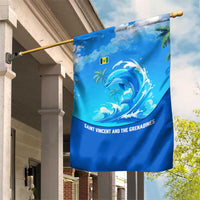 Saint Vincent and the Grenadines Dolphin Garden Flag with Ocean Wave and Tropical Island Design - Wonder Print Shop