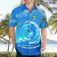 Saint Vincent and the Grenadines Dolphin Hawaiian Shirt with Ocean Wave and Tropical Island Design - Wonder Print Shop