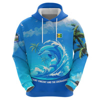 Saint Vincent and the Grenadines Dolphin Hoodie with Ocean Wave and Tropical Island Design - Wonder Print Shop