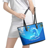 Saint Vincent and the Grenadines Dolphin Leather Tote Bag with Ocean Wave and Tropical Island Design - Wonder Print Shop