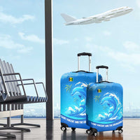 Saint Vincent and the Grenadines Dolphin Luggage Cover with Ocean Wave and Tropical Island Design - Wonder Print Shop