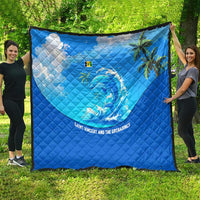 Saint Vincent and the Grenadines Dolphin Quilt with Ocean Wave and Tropical Island Design - Wonder Print Shop