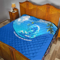 Saint Vincent and the Grenadines Dolphin Quilt with Ocean Wave and Tropical Island Design - Wonder Print Shop
