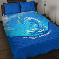 Saint Vincent and the Grenadines Dolphin Quilt Bed Set with Ocean Wave and Tropical Island Design - Wonder Print Shop