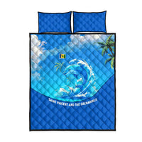 Saint Vincent and the Grenadines Dolphin Quilt Bed Set with Ocean Wave and Tropical Island Design - Wonder Print Shop