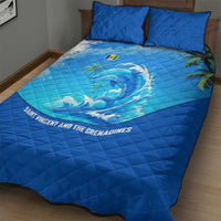 Saint Vincent and the Grenadines Dolphin Quilt Bed Set with Ocean Wave and Tropical Island Design - Wonder Print Shop