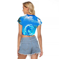 Saint Vincent and the Grenadines Dolphin Raglan Cropped T Shirt with Ocean Wave and Tropical Island Design - Wonder Print Shop