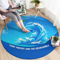 Saint Vincent and the Grenadines Dolphin Round Carpet with Ocean Wave and Tropical Island Design - Wonder Print Shop