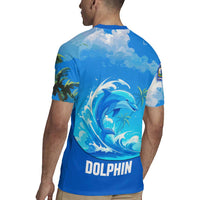 Saint Vincent and the Grenadines Dolphin Rugby Jersey with Ocean Wave and Tropical Island Design - Wonder Print Shop