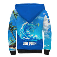 Saint Vincent and the Grenadines Dolphin Sherpa Hoodie with Ocean Wave and Tropical Island Design - Wonder Print Shop