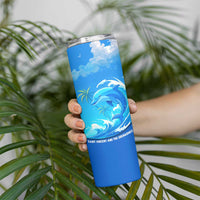 Saint Vincent and the Grenadines Dolphin Skinny Tumbler with Ocean Wave and Tropical Island Design - Wonder Print Shop