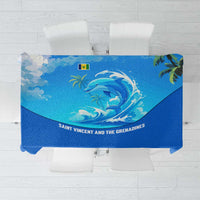 Saint Vincent and the Grenadines Dolphin Tablecloth with Ocean Wave and Tropical Island Design - Wonder Print Shop