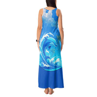 Saint Vincent and the Grenadines Dolphin Tank Maxi Dress with Ocean Wave and Tropical Island Design - Wonder Print Shop
