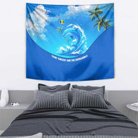 Saint Vincent and the Grenadines Dolphin Tapestry with Ocean Wave and Tropical Island Design - Wonder Print Shop
