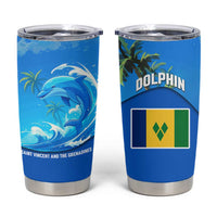 Saint Vincent and the Grenadines Dolphin Tumbler Cup with Ocean Wave and Tropical Island Design - Wonder Print Shop