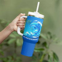 Saint Vincent and the Grenadines Dolphin Tumbler With Handle with Ocean Wave and Tropical Island Design - Wonder Print Shop