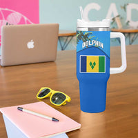Saint Vincent and the Grenadines Dolphin Tumbler With Handle with Ocean Wave and Tropical Island Design - Wonder Print Shop