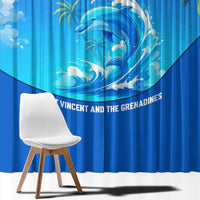 Saint Vincent and the Grenadines Dolphin Window Curtain with Ocean Wave and Tropical Island Design - Wonder Print Shop