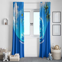 Saint Vincent and the Grenadines Dolphin Window Curtain with Ocean Wave and Tropical Island Design - Wonder Print Shop