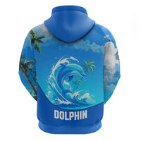 Saint Vincent and the Grenadines Dolphin Zip Hoodie with Ocean Wave and Tropical Island Design - Wonder Print Shop