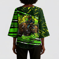 Buffalo Soldiers 10th Cavalry Regiment Kimono Sleeve Blouse Graffiti Urban Streetwear Style Graphic Art