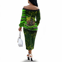 Buffalo Soldiers 10th Cavalry Regiment Off The Shoulder Long Sleeve Dress Graffiti Urban Streetwear Style Graphic Art