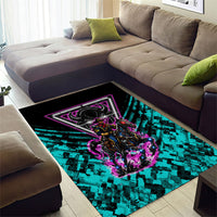 Buffalo Soldiers 9th Cavalry Regiment Area Rug Cyberpunk Synthwave Neon Futuristic Graphic Art