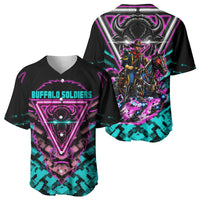 Buffalo Soldiers 9th Cavalry Regiment Baseball Jersey Cyberpunk Synthwave Neon Futuristic Graphic Art