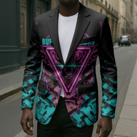 Buffalo Soldiers 9th Cavalry Regiment Blazer Cyberpunk Synthwave Neon Futuristic Graphic Art