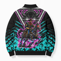 Buffalo Soldiers 9th Cavalry Regiment Bomber Puffer Jacket Cyberpunk Synthwave Neon Futuristic Graphic Art