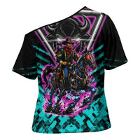 Buffalo Soldiers 9th Cavalry Regiment Cross Shoulder Shirt Cyberpunk Synthwave Neon Futuristic Graphic Art