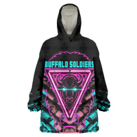 Buffalo Soldiers 9th Cavalry Regiment Kid Wearable Blanket Hoodie Cyberpunk Synthwave Neon Futuristic Graphic Art