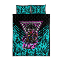 Buffalo Soldiers 9th Cavalry Regiment Quilt Bed Set Cyberpunk Synthwave Neon Futuristic Graphic Art