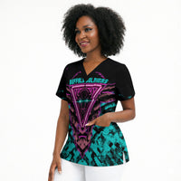Buffalo Soldiers 9th Cavalry Regiment Scrub Top Cyberpunk Synthwave Neon Futuristic Graphic Art