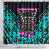 Buffalo Soldiers 9th Cavalry Regiment Shower Curtain Cyberpunk Synthwave Neon Futuristic Graphic Art