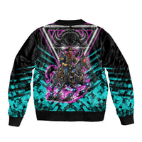 Buffalo Soldiers 9th Cavalry Regiment Sleeve Zip Bomber Jacket Cyberpunk Synthwave Neon Futuristic Graphic Art